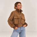ELVIA – Bomberjacke in Velours-Optik