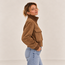 ELVIA – Bomberjacke in Velours-Optik