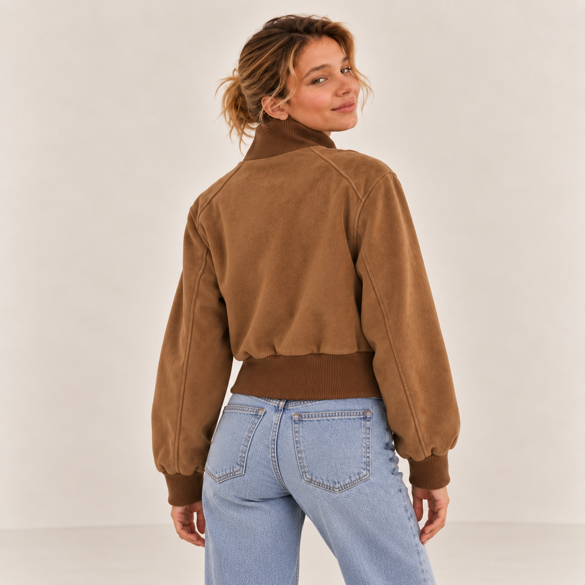 ELVIA – Bomberjacke in Velours-Optik