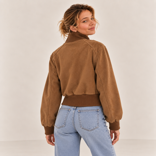 ELVIA – Bomberjacke in Velours-Optik