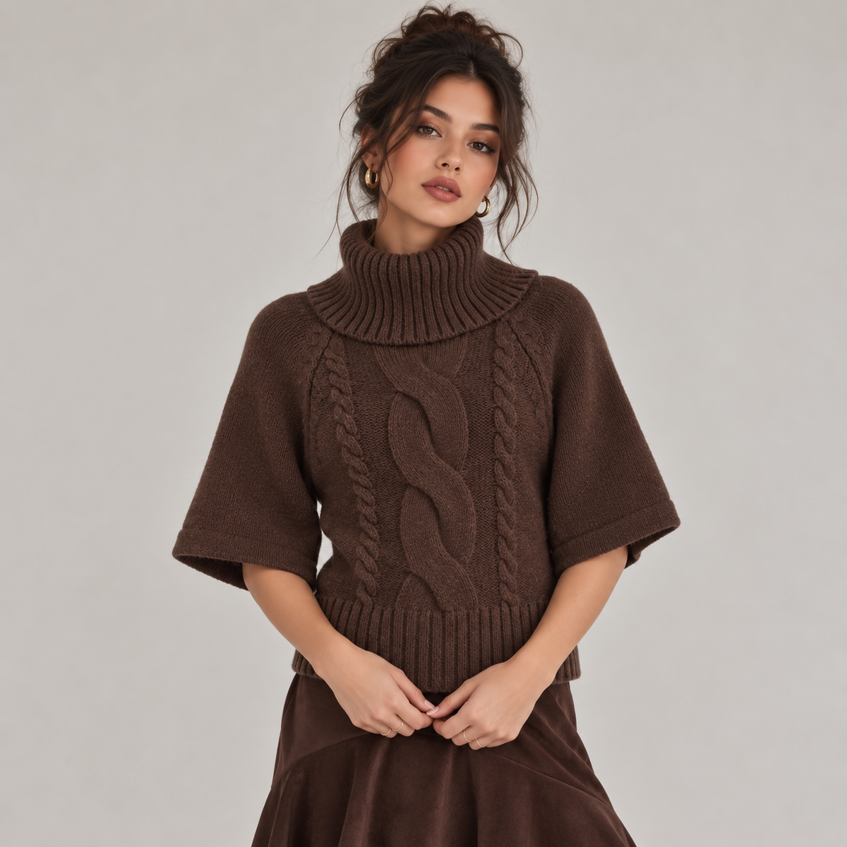 AMELIA – Strickpullover mit Zopfmuster & Rollkragen
