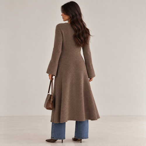 ELINA – Langer Strickcardigan mit Knopfleiste