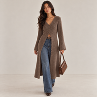 ELINA – Langer Strickcardigan mit Knopfleiste