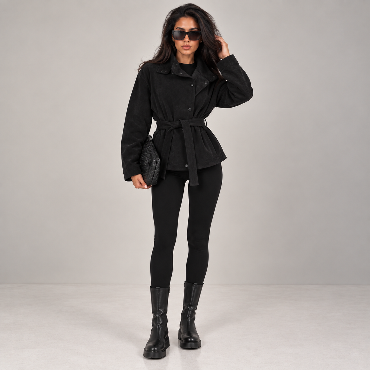 MALIA – Taillierte Veloursjacke mit Gürtel